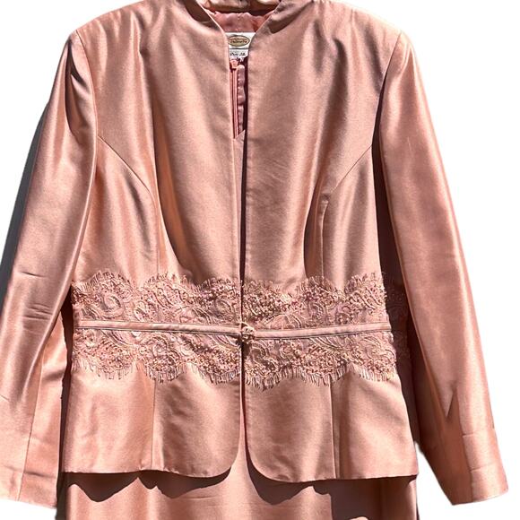 Talbots Peach/Pink Silk 2-Piece Dress Suit - Size 12 - Picture 2 of 13